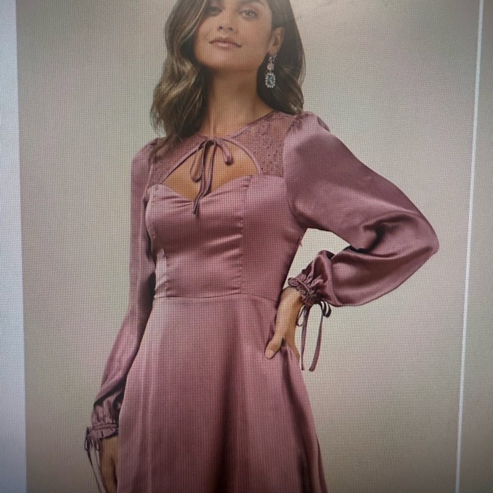 Lulu's Mauve Keyhole Bishop Sleeve Sundress for Weddings